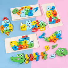 Load image into Gallery viewer, 3D Montessori Wooden Dinosaur Puzzle Toy