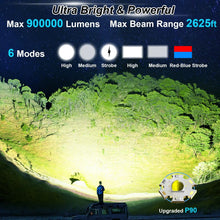 Load image into Gallery viewer, Rechargeable Spotlight 900000 Lumens Led Spot Lights Handheld Large Flashlight Super Bright Outdoor Solar Spotlights Searchlight