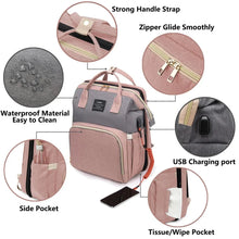 Load image into Gallery viewer, Mommy Bag Lightweight Portable Folding Crib Bed Large-capacity Travel Maternity Bags Baby Backpack Female Mommy Outting Bag