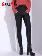 Load image into Gallery viewer, GareMay Winter Pants Women Duck Down Velvet High Waist Skinny Warm Formal Pants Warmed Women's Female Black Work Trousers Women