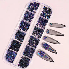 Load image into Gallery viewer, Multi-Shape 3D Flat Bottom Nail Rhinestones - Colorful AB Crystal Gems for DIY Manicure & Crafts