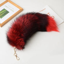 Load image into Gallery viewer, Plush-Fox Tail Keychain Furry Racoon Tail Keyring Keychain 28cm Animal Tail Key-Pendant Pompoms Keyring Holder Bag-Decor