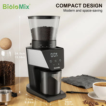 Load image into Gallery viewer, BioloMix Automatic Burr Mill Electric Coffee Grinder with 30 Gears for Espresso American Coffee Pour Over Visual Bean Storage