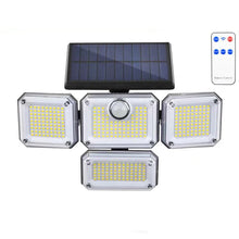 Load image into Gallery viewer, 4-Head Outdoor Solar Motion Sensor Light – 122 LED Floodlight, 3000 Lumens, 270° Wide-Angle IP65 Waterproof Security Lamp