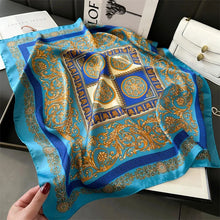 Load image into Gallery viewer, Four Seasons Print Silk Scarf – 70x70cm Luxury Headband & Shawl
