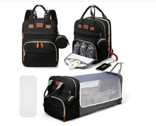 Load image into Gallery viewer, 3 in 1 Diaper Bag Backpack with Foldable Baby Bed & USB