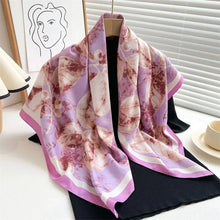 Load image into Gallery viewer, 90x90cm Square Silk-Feel Scarf – Luxury Women’s Shawl & Head Wrap