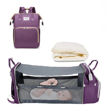 Load image into Gallery viewer, 3 in 1 Diaper Bag Backpack with Foldable Baby Bed & USB