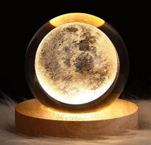 Load image into Gallery viewer, Kids LED Crystal Ball Lamp – 3D Moon & Galaxy Table Decor Toy