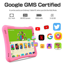 Load image into Gallery viewer, PRITOM 10 inch kids tablet Android 12, 4GB(2+2)+32GB, Quad Core, 6000 mAh, WiFi 6, Dual Camera, Bluetooth, Toddler Tablet