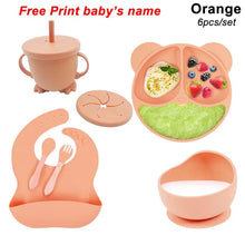 Load image into Gallery viewer, Baby Feeding Plate Set Suction Bowl Silicone Tableware 6PCS