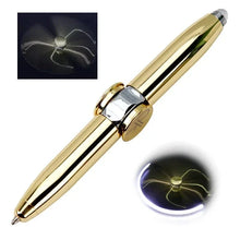 Load image into Gallery viewer, LED Gyro Spinner Pen – Multifunctional Metal Fidget Ballpoint Pen with Light | Stress Relief Spinning Pen for Writing, Focus & Gifts