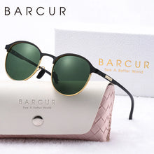 Load image into Gallery viewer, BARCUR Retro Polarized Fashionable Women’s Sunglasses – Elegant Black Circular Metal Frame UV400 Protection Stylish Travel Eyewear with Personalized Gift Packaging for Summer Days Girls and Women