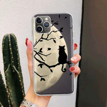 Load image into Gallery viewer, Black Cat Cartoon Cute For Iphone 11 13 14 Pro Max 12 Mini Phone Case X Xs Xr 6 6s 8 7 Plus Se 5 5s Cover Cute Funny Aesthetic Cat Design Pattern Silicone Soft Phone Case