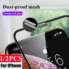 Load image into Gallery viewer, 2PCS Alloy Dust Net Tempered Glass for Iphone 14 13 12 11 Pro XS MAX XR Screen Protector for IPhone 13Mini 14Plus Protective Glass Full Edge-to-Edge Screen Protection Glue Tempered Glass for iPhone