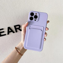 Load image into Gallery viewer, White Luxury Card Holder Phone Case for iPhone 13 12 Pro Wallet Soft Back Cover Shockproof Cute Protective Case for iPhone Cute Case With Card Holder