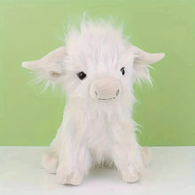 Load image into Gallery viewer, 30cm Simulation Kyloe Cream Highland Cow Animal Plush Doll Soft Stuffed Highland Cow Cattlle Plushie Gift for Kids Boys Girls