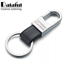 Load image into Gallery viewer, Dalaful Custom Lettering Keyring Keychain Genuine Leather Men's Simple Key chains Holder Keyfob For Car Accessories Gift K212