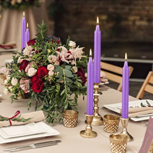 Load image into Gallery viewer, 20-Piece Purple 4-Inch Drip-Free Soy Wax Dinner Candles – Smokeless, Fragrance-Free, Hand-Pulled for Weddings, Parties, and Home Décor