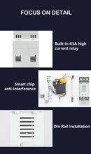 Load image into Gallery viewer, Din Rail Adjustable Over Voltage Current and Under Voltage Protector 40A 63A 220V 230V Surge Protector Relay Current Protection