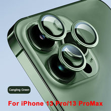 Load image into Gallery viewer, 3D Protective Glass Camera Protector Cover For iPhone 13 Pro Max i Phone 13Pro 13 Mini Rear Lens Metal Ring Protect Camera Lens Case Individual Metal Scratch Resistant HD Clear Case Tempered Glass Camera Case