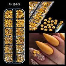 Load image into Gallery viewer, 12 Grids Mixed Nail Rhinestones - SS6-SS30 Flat-Back Glass Gems for Nail Art