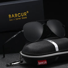 Load image into Gallery viewer, BARCUR Sunglasses Retro Chic Men Fashion Oversized Pilot Style Sunglasses with Mirrored TAC Lenses Durable Stainless Steel Frame for Hiking Outdoor Sports and Sun Protection for Summer