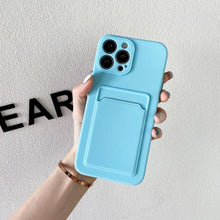 Load image into Gallery viewer, White Luxury Card Holder Phone Case for iPhone 13 12 Pro Wallet Soft Back Cover Shockproof Cute Protective Case for iPhone Cute Case With Card Holder