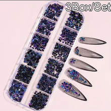 Load image into Gallery viewer, Multi-Shape 3D Flat Bottom Nail Rhinestones - Colorful AB Crystal Gems for DIY Manicure & Crafts