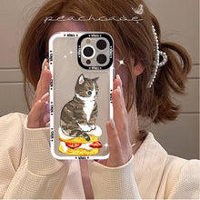Load image into Gallery viewer, Cute Cat Phone Case for iPhone 11 12 13 Mini Pro Max 14 Pro Max Case shell Blank Printable Phone Case for Soft Rubber Cool Polish Phone Case