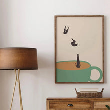 Load image into Gallery viewer, Retro Coffee Diving Poster Canvas Wall Art | Good Morning Coffee Print