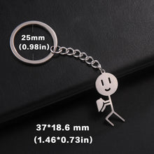 Load image into Gallery viewer, Teamer Funny Middle Finger Stickman Keychain 2025 Cute Trend School Bag Car Key Pendant Couple New Trinket Gift Keyring