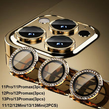 Load image into Gallery viewer, Diamond Camera Case For iPhone 14 13 Pro Max 12 Pro Max Camera Lens Protector Cover For iPhone11 Pro 12Pro Tempered Glass HD Clear Tempered Glass Camera Protector