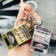 Load image into Gallery viewer, Mini Gambling Slot Machine Key Chains Creative Arcade Pocket Fruit Lucky Jackpot Gadget Antistress Toy Funny Games Keychain Ring