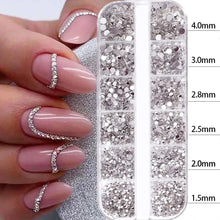 Load image into Gallery viewer, 2400+ Shiny Clear Crystal Nail Rhinestones - Mixed Sizes & Shapes Flatback Gems