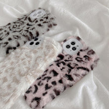 Load image into Gallery viewer, Fashion Fluffy Plush Leopard Camera Protection Phone Case For iphone 13 11 12 Pro MAX X XS XR Winter Warm Girl Soft and Comfortable Case Unique Design Soft Cover