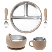 Load image into Gallery viewer, Stainless Steel Baby Feeding Set with Silicone Sucker