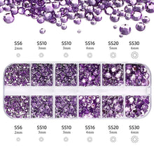 Load image into Gallery viewer, 2400+ Shiny Clear Crystal Nail Rhinestones - Mixed Sizes & Shapes Flatback Gems