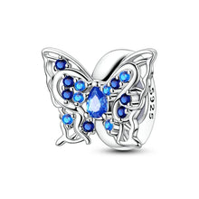 Load image into Gallery viewer, 100% 925 Sterling Silver Rainbow Zircon Butterfly Dragon Silicone Stopper Charms - Colorful Beads for DIY Bracelets, Customizable Jewelry for All Occasions