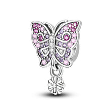 Load image into Gallery viewer, 100% 925 Sterling Silver Rainbow Zircon Butterfly Dragon Silicone Stopper Charms - Colorful Beads for DIY Bracelets, Customizable Jewelry for All Occasions