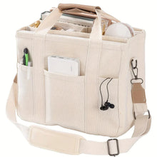 Load image into Gallery viewer, Ladies Canvas Handbag Multi Pocket Large Capacity Tote Bag Adjustable Shoulder Strap Casual Shoulder Shopping Bag