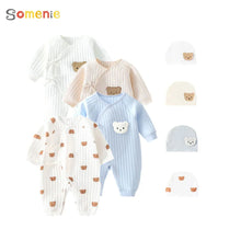 Load image into Gallery viewer, Baby Winter Bodysuit (0–6M) – Thick Cotton Animal Print Onesie for Boys & Girls