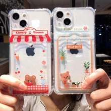 Load image into Gallery viewer, Cute Cartoon Wallet Card Pocket Holder Phone Case For iPhone 14 Pro Max 13 12 11 X XR XS 7 8 Plus Transparent Shockproof Cartoon Phone Case For iPhone Unique Funny Phone Case Design