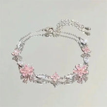 Load image into Gallery viewer, Shiny Pink Crystal Cherry Blossom Bracelets For Women Girls Sweet Moon Bow Flowers Zircon Bracelet Party Aesthetic Jewelry