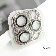 Load image into Gallery viewer, Camera Protector For iPhone 14Pro 14 13 12 Pro 11 Max Bling Glitter Diamond Metal Lens Glass Film 13Pro 14Plus 14 14ProMax Ring Shiny Diamond Metal Cover Glass Lens Protector Accessories
