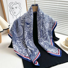 Load image into Gallery viewer, 90x90cm Square Silk-Feel Scarf – Luxury Women’s Shawl & Head Wrap