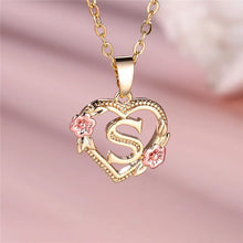 Load image into Gallery viewer, Female A-Z Letter Flower Pendant Necklace Yellow Gold Color Wedding Jewelry Gift For Women