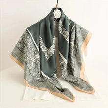 Load image into Gallery viewer, 90x90cm Square Silk-Feel Scarf – Luxury Women’s Shawl & Head Wrap