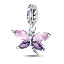 Load image into Gallery viewer, Original 925 Sterling Silver Colorful Butterfly Charms Beads - Fit S925 Bracelet & Necklace, Zircon Accents, Fine DIY Birthday Jewelry Pendant