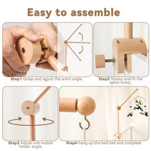 Load image into Gallery viewer, Wooden Baby Rattle Crib Mobile Holder for Newborns